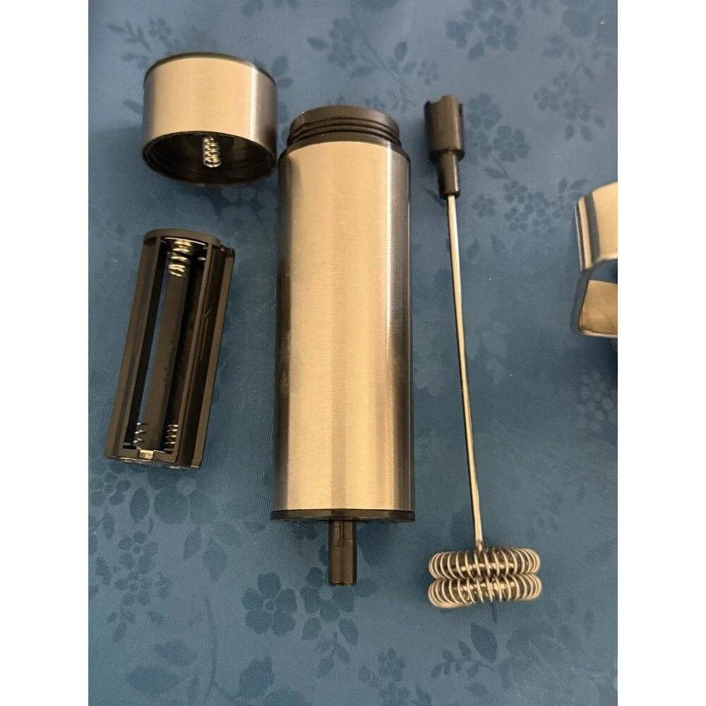Electric Milk Frother Handheld Stainless Steel 350ml Pitcher Whisk Coffee Set